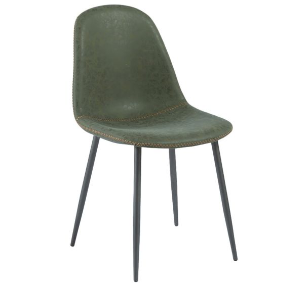 Chaise Lolita structure métal noir - assise et dossier tissu PVC vert