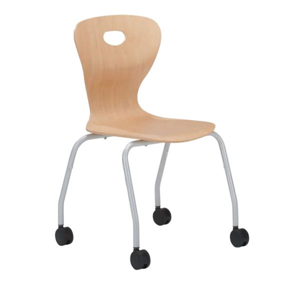 Chaise Mahia2 4 pieds roulettes coque bois T6 - Manutan Expert