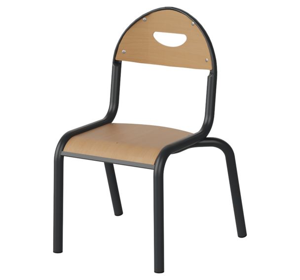 Chaise Malibu assise/dossier hêtre - 4 pieds acier - Manutan Expert