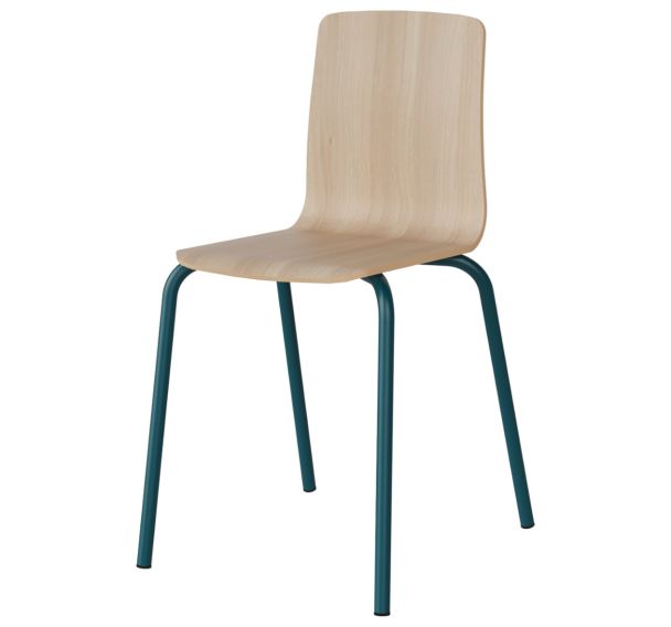 Chaise Malibu coque hêtre - 4 pieds alu - Manutan Expert