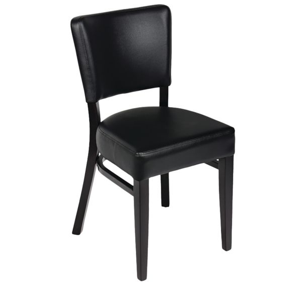 Chaise Odeon structure hêtre massif - ass/dossier tissu PVC -noir