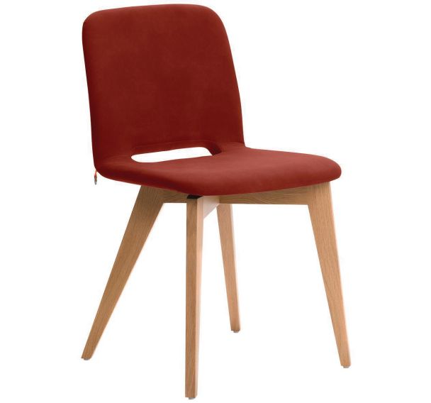 Chaise PAMP 4 pieds Hêtre Tissu velours Carabu Rouge