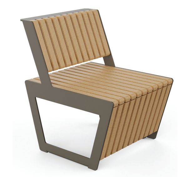 Chaise RIGA lames bois/acier taupe 7006