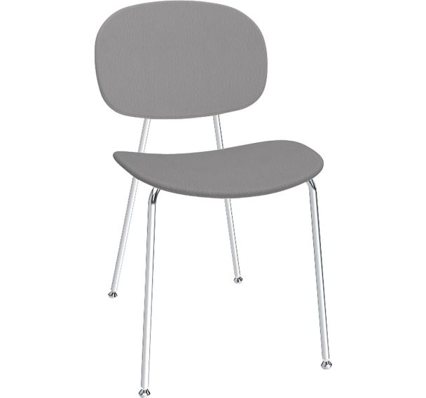 Chaise Tondina chromée, assise dos simili cuir Infiniti