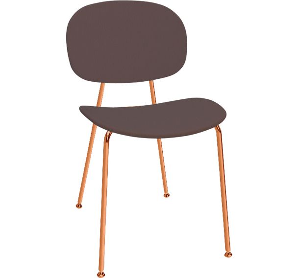 Chaise Tondina cuivrée, assise et dos simili cuir Infiniti