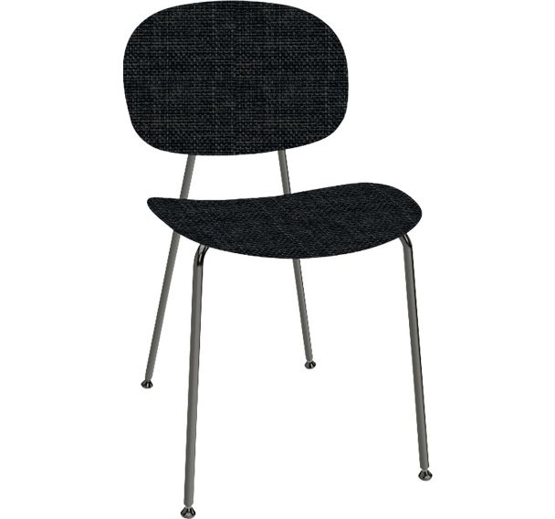 Chaise Tondina laquée noir, assise et dos tissu Byte Infiniti