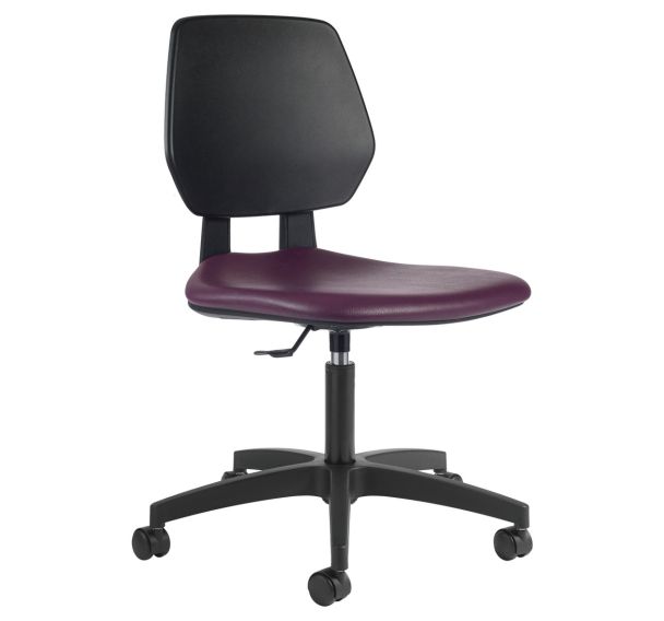 Chaise Tyka dossier polyuréthane assise tissu enduit sur roulettes GGI