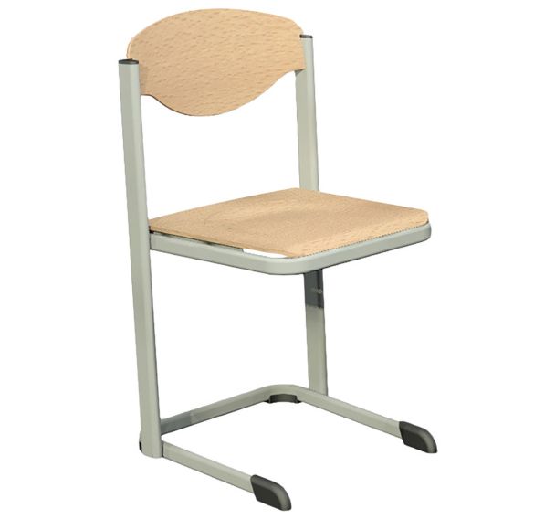 Chaise VERSA M piètement époxy gris vert 9006 assise coque érable taille 4