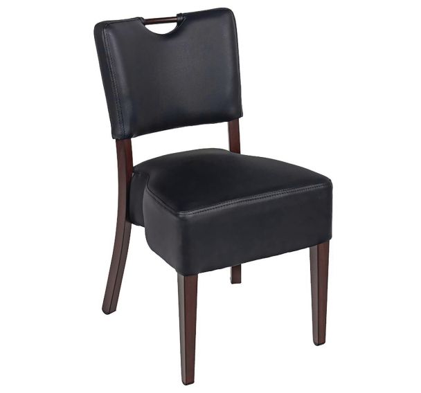 Chaise Vérone pieds wengé ALU enduit PVC noir