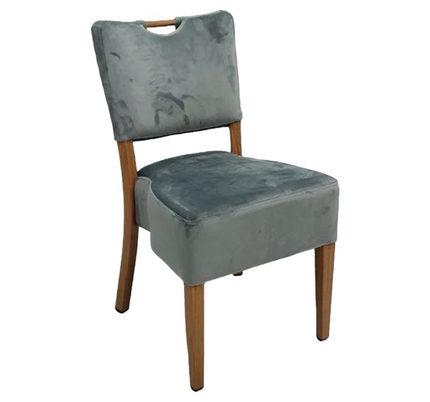 Chaise Verone structure hêtre massif - ass/dos tissu velours gris