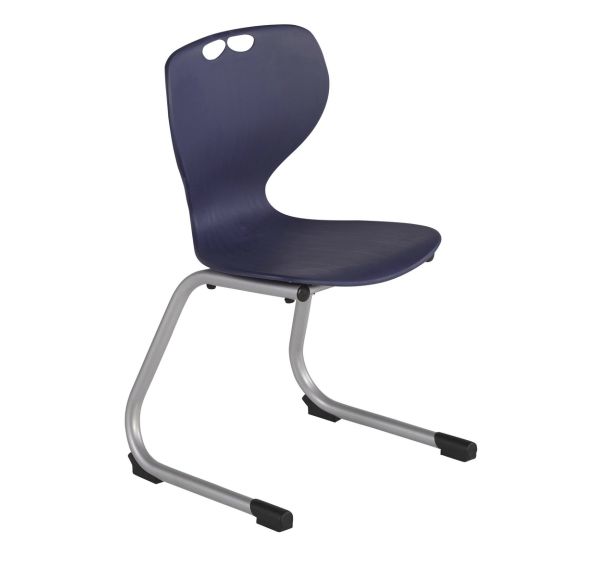 Chaise appui sur table Mahia, T6 piétement acier gris, coque bleue