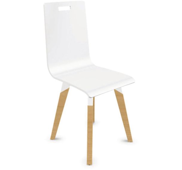 Chaise blanc multiplis avec pieds en bois hêtre naturel