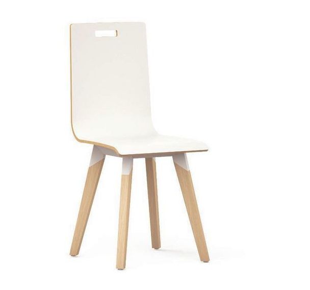 Chaise blanc multiplis avec pieds en bois hêtre naturel