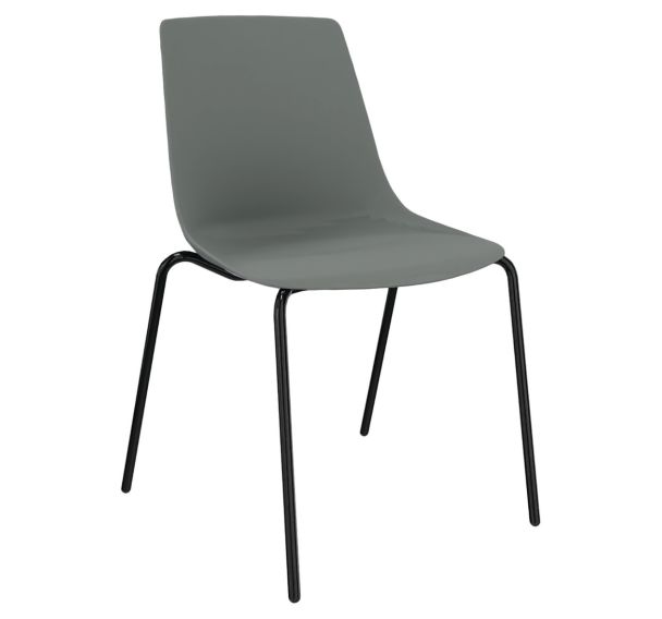 Chaise coque Ara Gris moyen pied métal noir