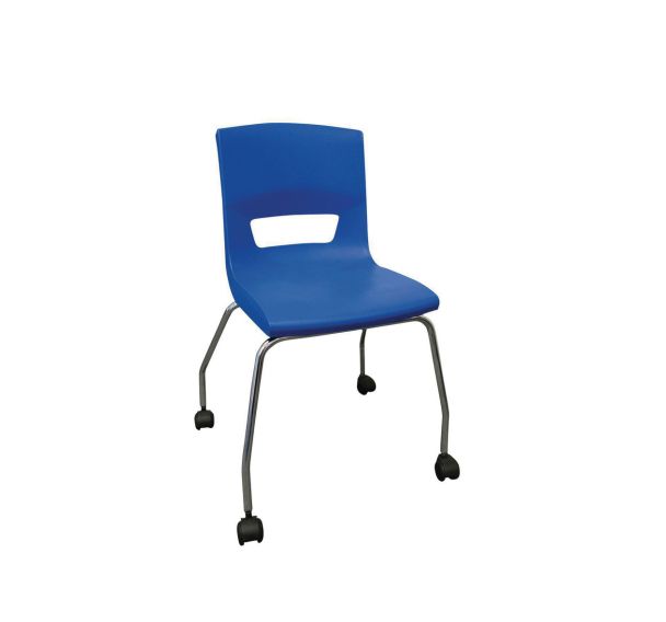 Chaise coque polypropylène 4 pieds à roulettes - Postura+