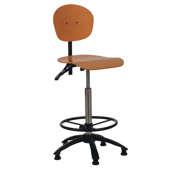 Chaise d'atelier bois haut Robusto repose pieds version synchrone