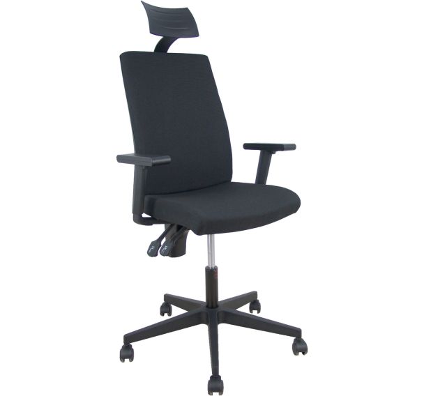 Chaise de bureau Lezuza bras réglables + appui-tête -