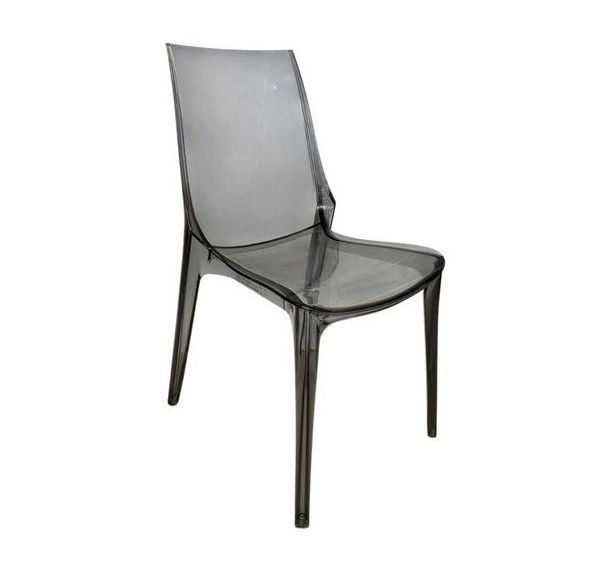Chaise de restauration reconditionnée transparente grise