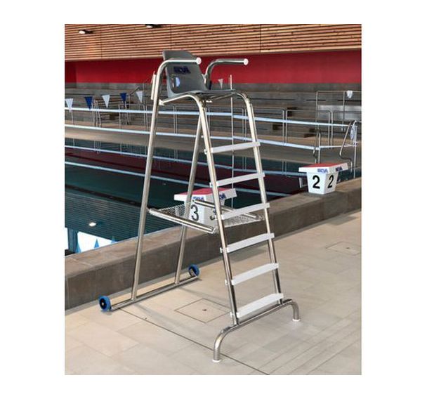 Chaise de surveillance à roulette 1,8m en inox