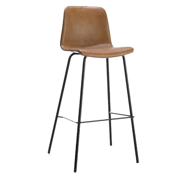 Chaise haute Baxter structure métal noir - ass/dos tissu PVC - camel