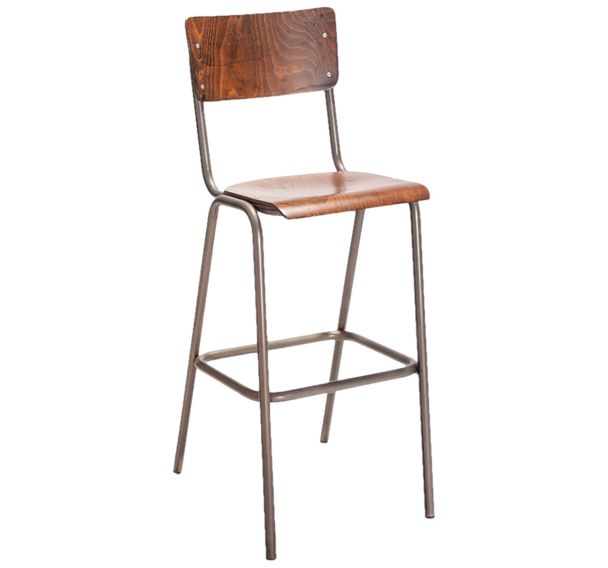 Chaise haute Susy structure métal - assise et dossier bois