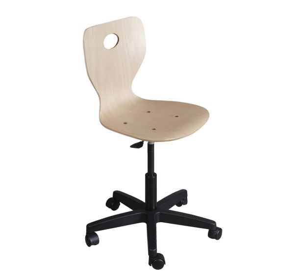 Chaise informatique Fidji piétement plastique coque bois