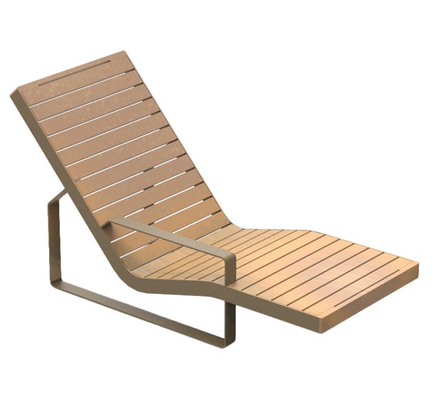 Chaise longue PIRO 1 place accoudoir droit bois/acier taupe 7006