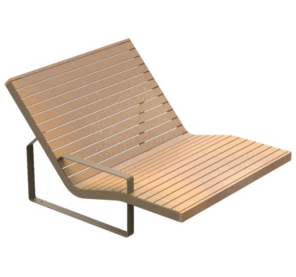 Chaise longue PIRO 2 places accoudoir droit bois/acier taupe 7006