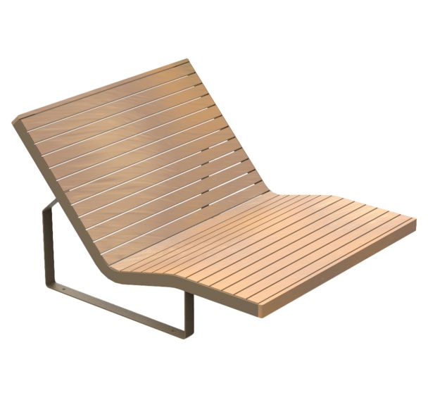 Chaise longue PIRO 2 places bois/acier taupe 7006