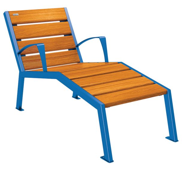 Chaise longue Silaos 1 place avec accoudoirs acier et bois - Procity
