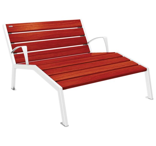 Chaise longue Silaos 2 places avec accoudoirs acier et bois - Procity