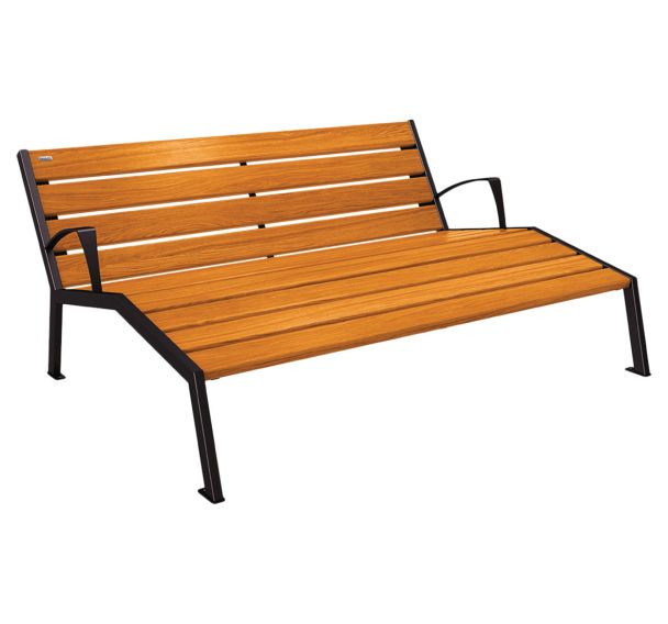Chaise longue Silaos 3 places avec accoudoirs acier et bois - Procity