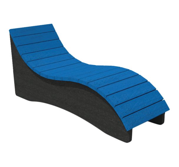 Chaise longue Wavy 1 place lattes bleues/structure noire
