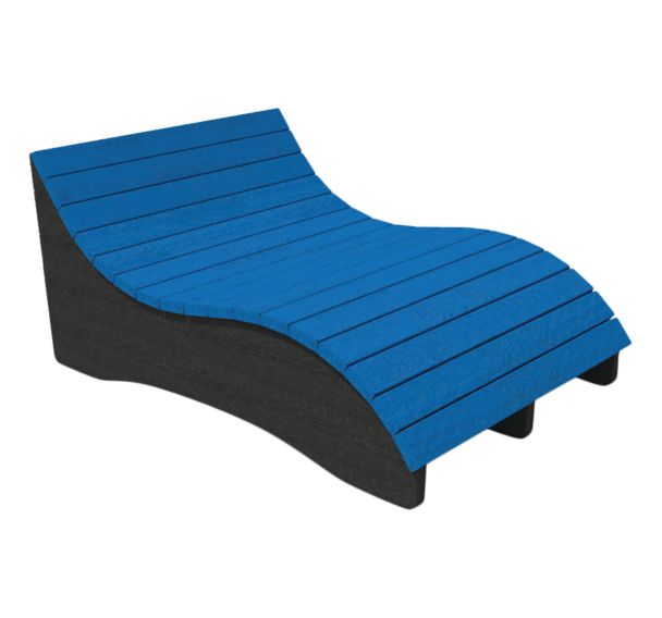 Chaise longue Wavy 2 places lattes bleues/structure noire