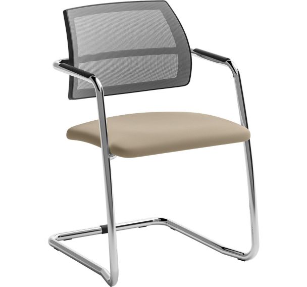 Chaise luge écocuir avec dossier résille pour visiteur - Quadrifoglio