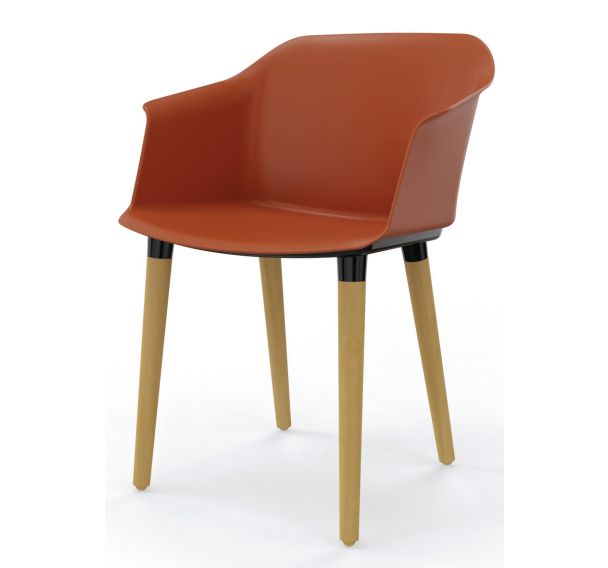 Chaise multiusage en polypropylène recyclé avec pieds bois Scott - Eol