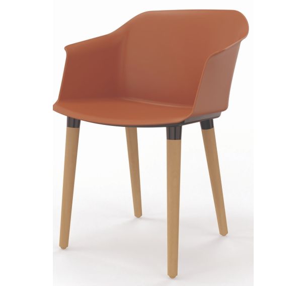 Chaise multiusage en polypropylène recyclé avec pieds bois Scott - Eol