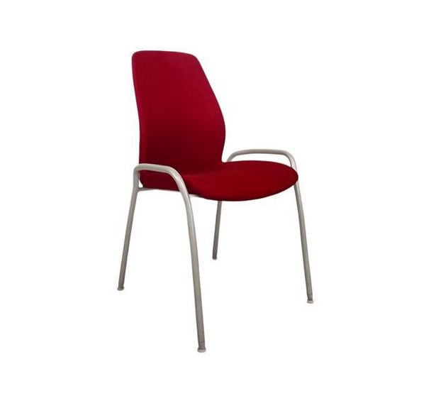 Chaise reconditionnée - Tissu bordeaux - Structure grise