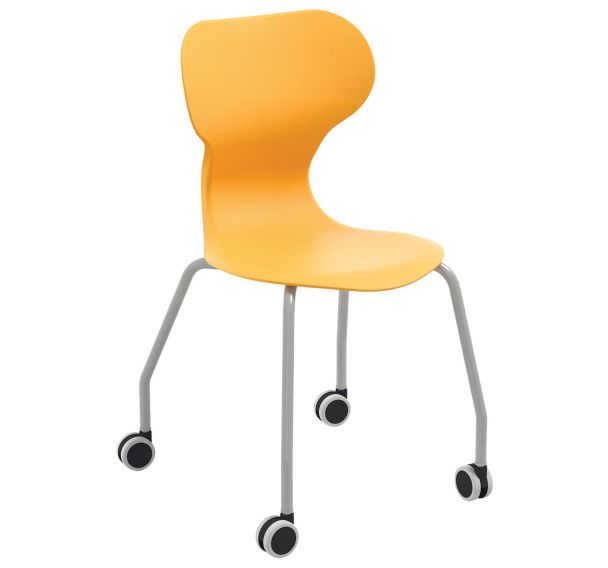 Chaise recyclée Mia Castors coque en polypropylène roulettes-Mirplay School