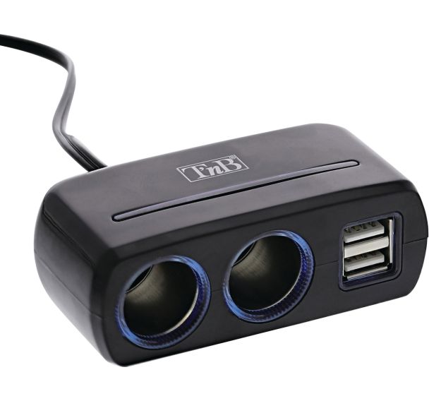 Chargeur allume-cigares 2 ports USB 2 prises allume-cigares