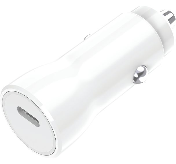 Chargeur allume-cigares USB-C 20W + câble lightning 1m - blanc