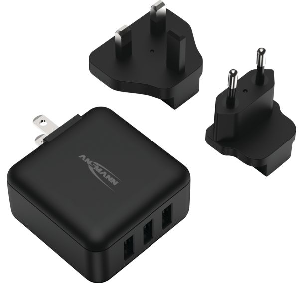 Chargeur avec adaptaeur de voyage - 3 ports USB