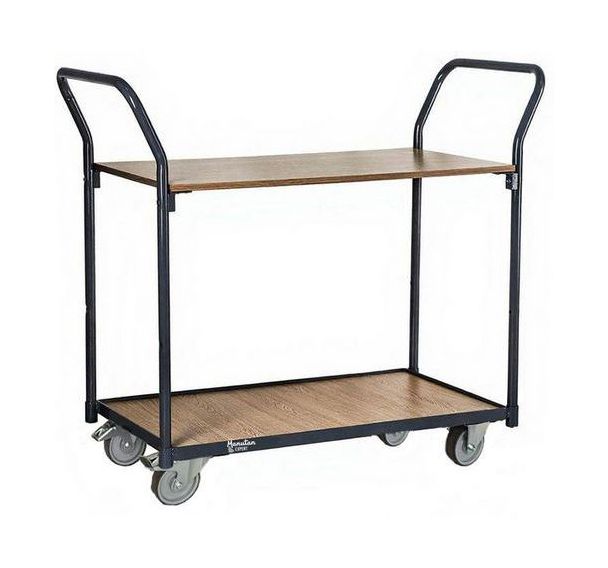Chariot 2 plateaux bois - 250 kg - L850 mm