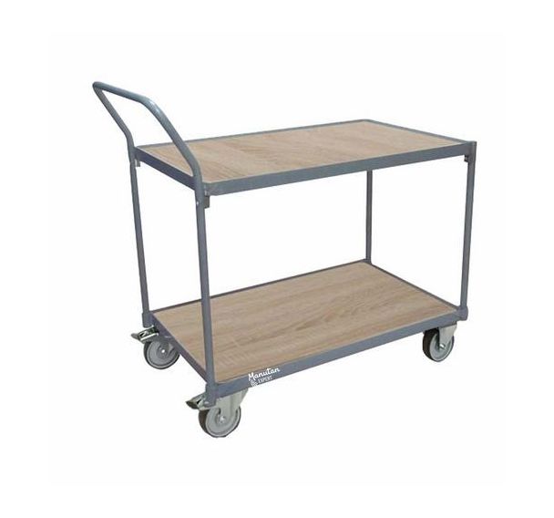 Chariot 2 plateaux bois - Capacité 250 kg - Manutan Expert