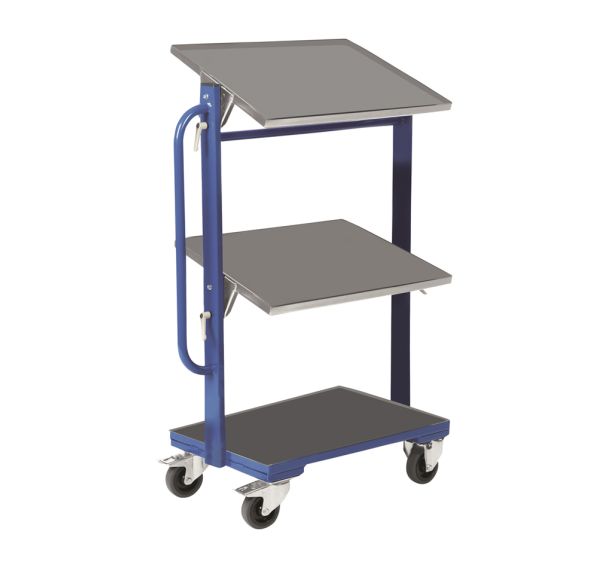 Chariot 3 plateaux acier pour 3 bacs norme Europe 600 x 400 mm