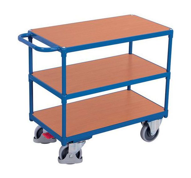 Chariot 3 plateaux bois - Barre horizontale - Capacité 500 kg
