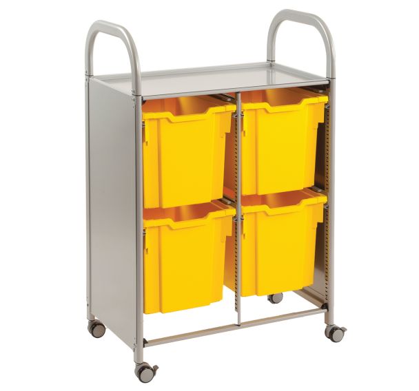 Chariot Callero 2 colonnes 4 bacs H. 30cm jaunes-Gratnells