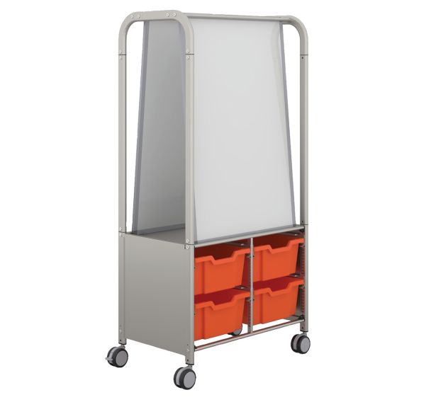 Chariot Callero Makerhub et 4 bacs H.15 cm-Gratnells
