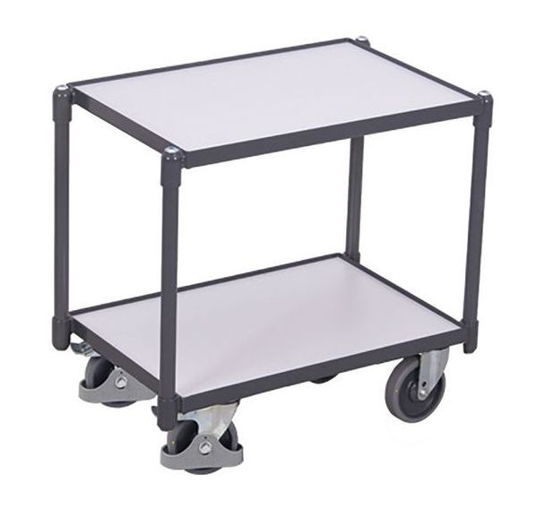 Chariot ESD à système Euro avec 2 plateaux (rebord de 10 mm)