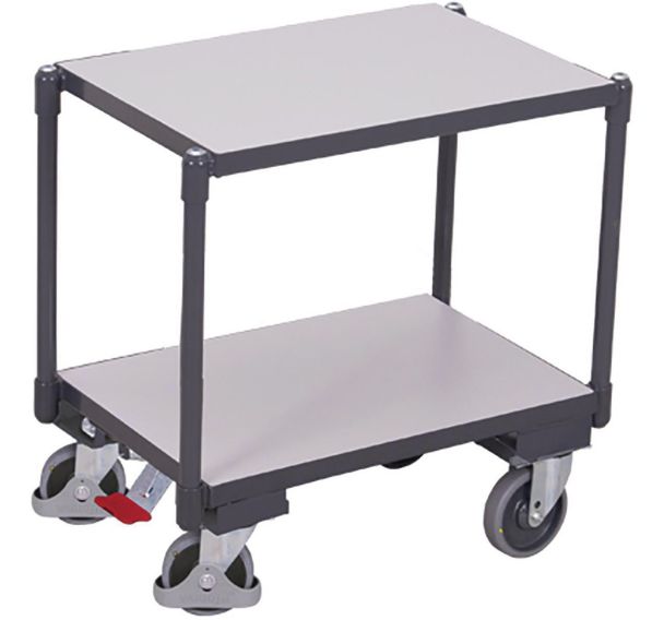 Chariot ESD à système Euro avec frein EasySTOP et avec 2 plateaux